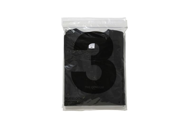 THE CONVENI Fruit of the Loom Three Pack T shirt tees menswear streetwear twin lightning bolts thunderbolt hiroshi fujiwara essentials plain white tee black ginza japanese tokyo spring summer 2020 collection