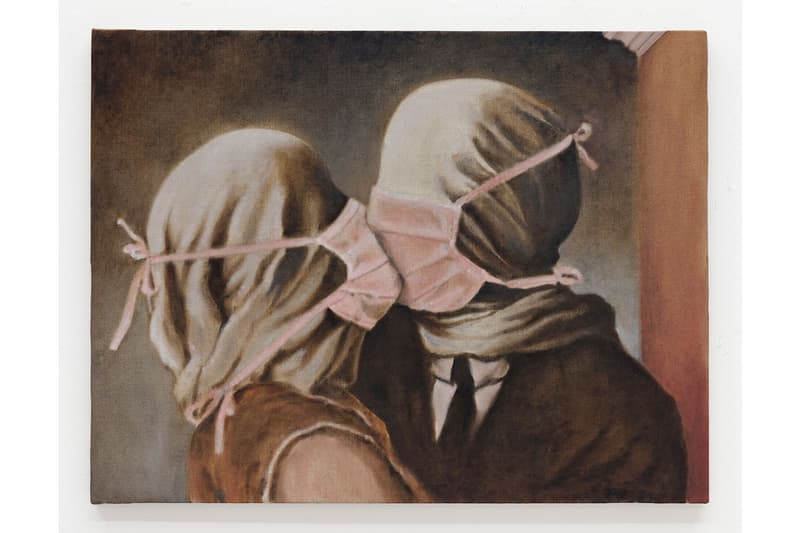 The Hole "Second Smile" Group Exhibition Info Paintings Sculpture René Magritte Giorgio de Chirico Surrealism Masks Banana Teacup Mirror