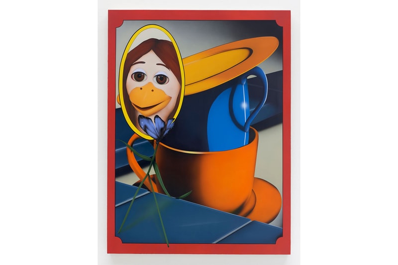 The Hole "Second Smile" Group Exhibition Info Paintings Sculpture René Magritte Giorgio de Chirico Surrealism Masks Banana Teacup Mirror