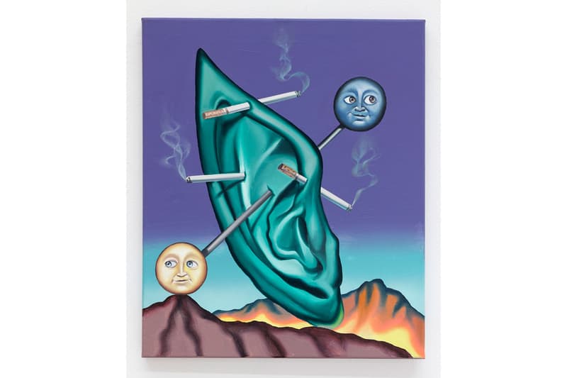 The Hole "Second Smile" Group Exhibition Info Paintings Sculpture René Magritte Giorgio de Chirico Surrealism Masks Banana Teacup Mirror