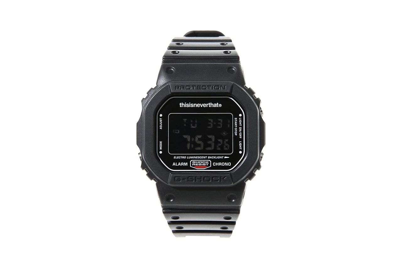 thisisneverthat x Casio G-Shock DW-5600TNT-1DR T-Shirt Special Edition Capsule Pack Freebies Release Information Drop Blacked Out Watch Timepiece 