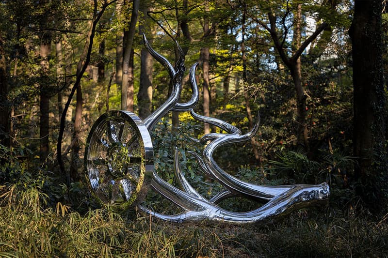 Tomokazu Matsuyama 'Wheels of Fortune' Meiji Shrine Meiji Jingu Forest Festival of Art Art Powers Japan Deer Stainless Steel Car Wheel