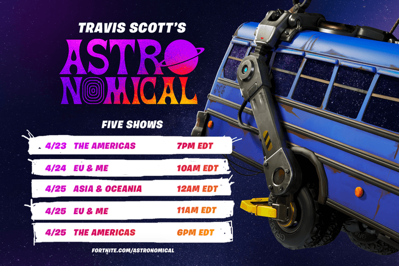 Travis Scott x 'Fortnite' Astronomical Event Info astro world items exclusive tour dates time release limited items emotes outfits how Epic Games new song single