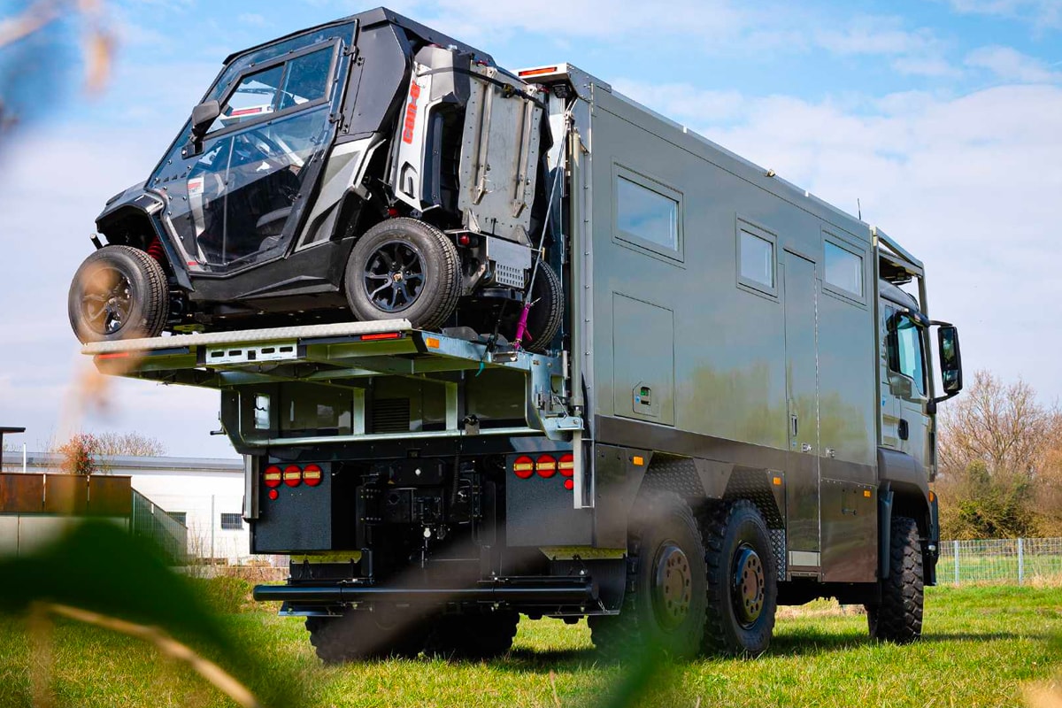 Unicat 1.5 million USD MD56c Mobile Command Center expedition vehicle 27 feet long three point kinematic system solar array charging battery pack