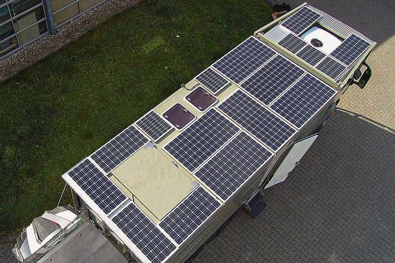 Unicat 1.5 million USD MD56c Mobile Command Center expedition vehicle 27 feet long three point kinematic system solar array charging battery pack