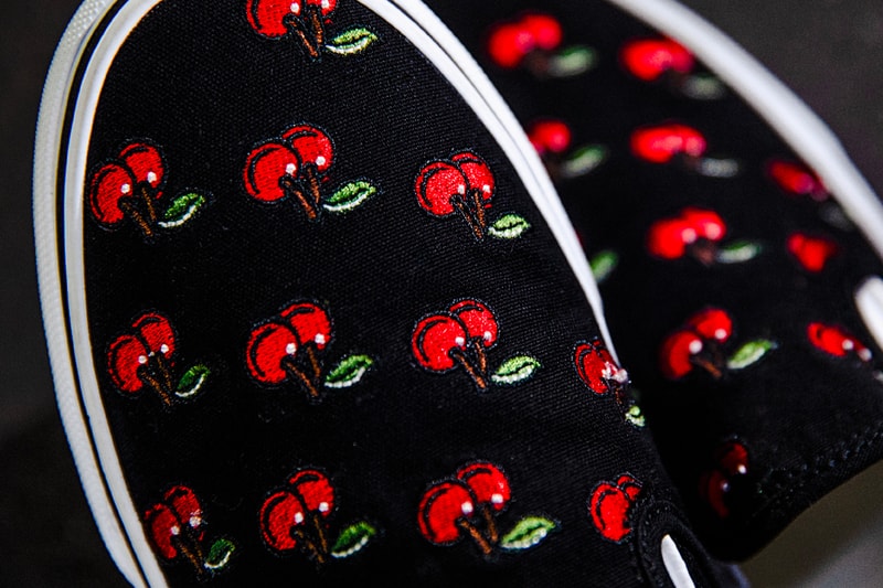 Vans Authentic Slip On Cherry black menswear streetwear footwear shoes slides sneakers kicks trainers runners skateboarding skate shoes spring summer 2020 collection billys exclusive embroidery