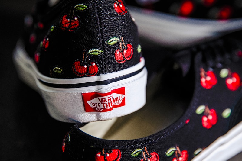 Vans Authentic Slip On Cherry black menswear streetwear footwear shoes slides sneakers kicks trainers runners skateboarding skate shoes spring summer 2020 collection billys exclusive embroidery