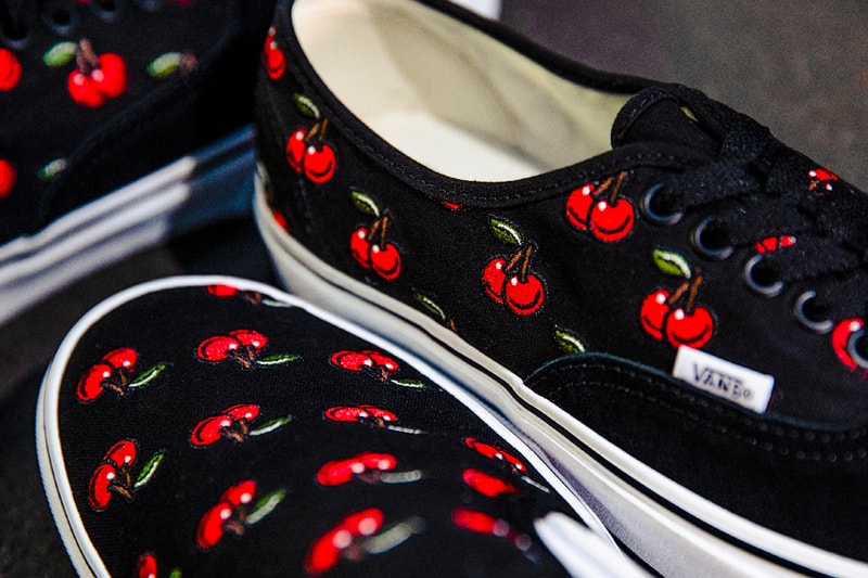 Vans Authentic Slip On Cherry black menswear streetwear footwear shoes slides sneakers kicks trainers runners skateboarding skate shoes spring summer 2020 collection billys exclusive embroidery