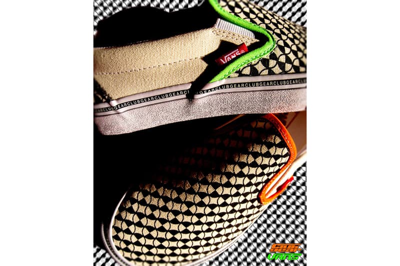 CLUBGEAR x Vans Rave 90s Era Pro and Slip-On Pro Neon Checkerboard Pattern Green Orange Yellow Red Crosshair Mismatched 