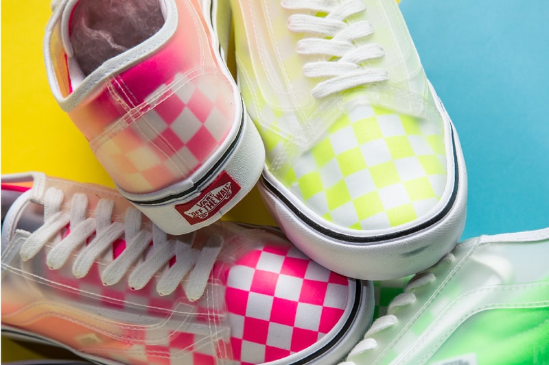 vans comfycush slip skool neon pink green yellow checkerboard release date info photos price