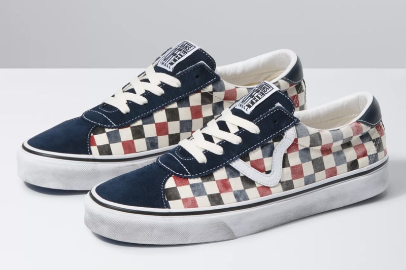 Vans Washed Distressed Sneaker Pack Authentic Slip On Sport Model Footwear Vulcanized Skateboarding Footwear Shoes Checkerboard Pattern "Dress Blue/Chili Pepper" "Black/Multi"