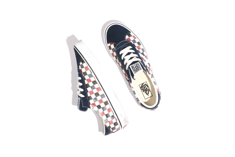 Vans Washed Distressed Sneaker Pack Authentic Slip On Sport Model Footwear Vulcanized Skateboarding Footwear Shoes Checkerboard Pattern "Dress Blue/Chili Pepper" "Black/Multi"
