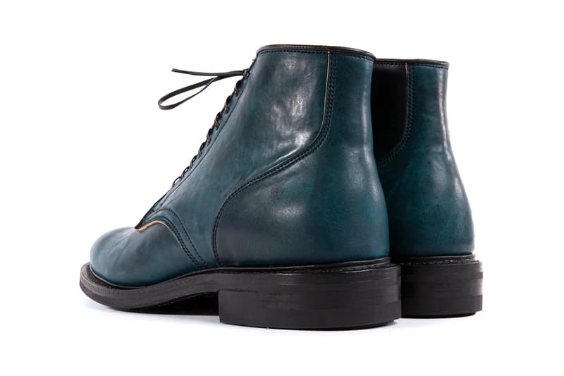 Viberg Intense Blue Tumbled Shell Cordovan Release Boots Service Boots Derby Shoes leather Dainite Goodyear Welt footwear dress shoes handmade craftsmanship
