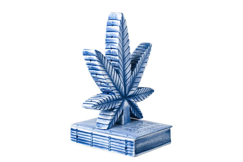 YEENJOY STUDIO Cannabis Leaf Incense Chamber Kuumba Incense Pack Blue Ceramic Book "Cannabis sativa L"