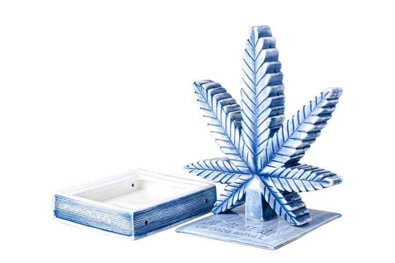 YEENJOY STUDIO Cannabis Leaf Incense Chamber Kuumba Incense Pack Blue Ceramic Book "Cannabis sativa L"