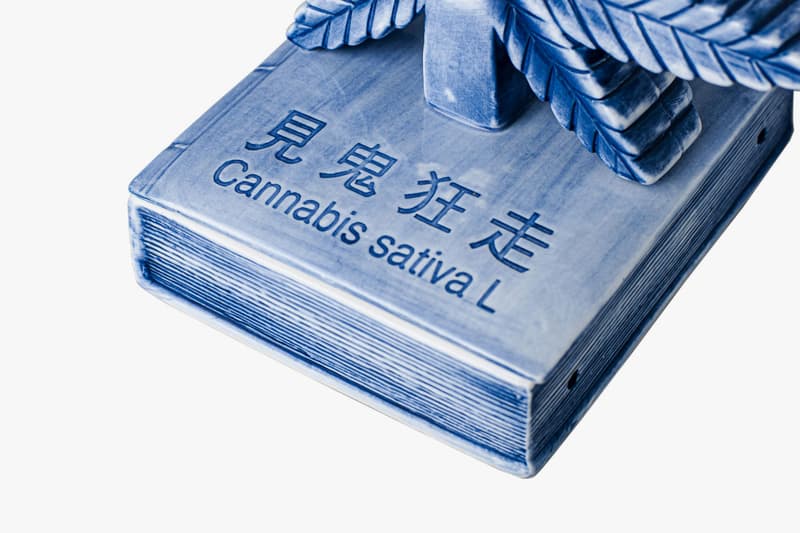 YEENJOY STUDIO Cannabis Leaf Incense Chamber Kuumba Incense Pack Blue Ceramic Book "Cannabis sativa L"