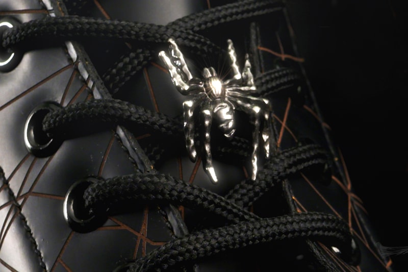 yohji yamamot dr martens 1460 remastered details buy cop purchase spider web graphic laser cut print black leather boot