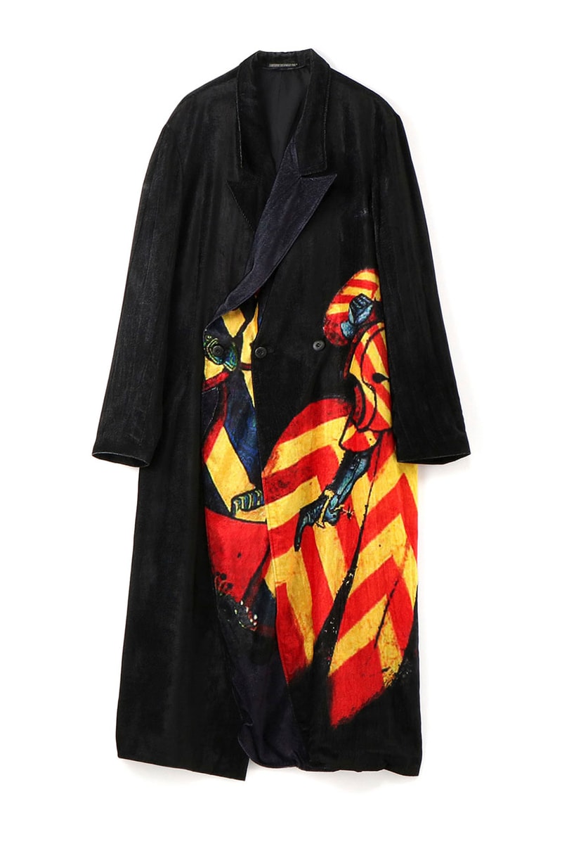 Yohji Yamamoto Spring/Summer 2020 Knight Coats Long Black Velvet Armor Swords Horses Red Yellow Blue Slit 