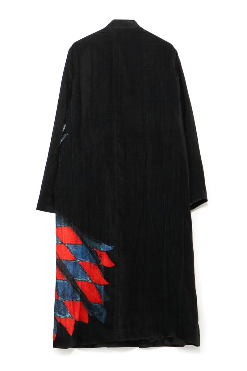 Yohji Yamamoto Spring/Summer 2020 Knight Coats Long Black Velvet Armor Swords Horses Red Yellow Blue Slit 