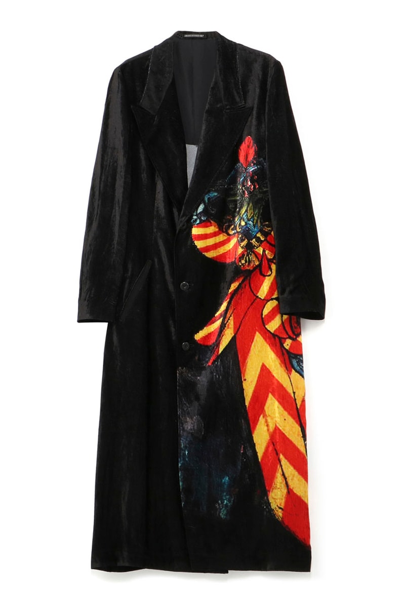 Yohji Yamamoto Spring/Summer 2020 Knight Coats Long Black Velvet Armor Swords Horses Red Yellow Blue Slit 