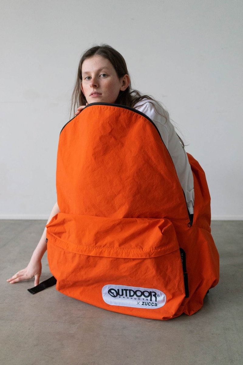 Zucca x Outdoor Products Collection Collab T-shirts Standard Asymmetric Diagonal Cut Neon Orange Black Light Brown Duffels Rucksacks "452U" "231LRG" "Konbu-N" Nylon backpack