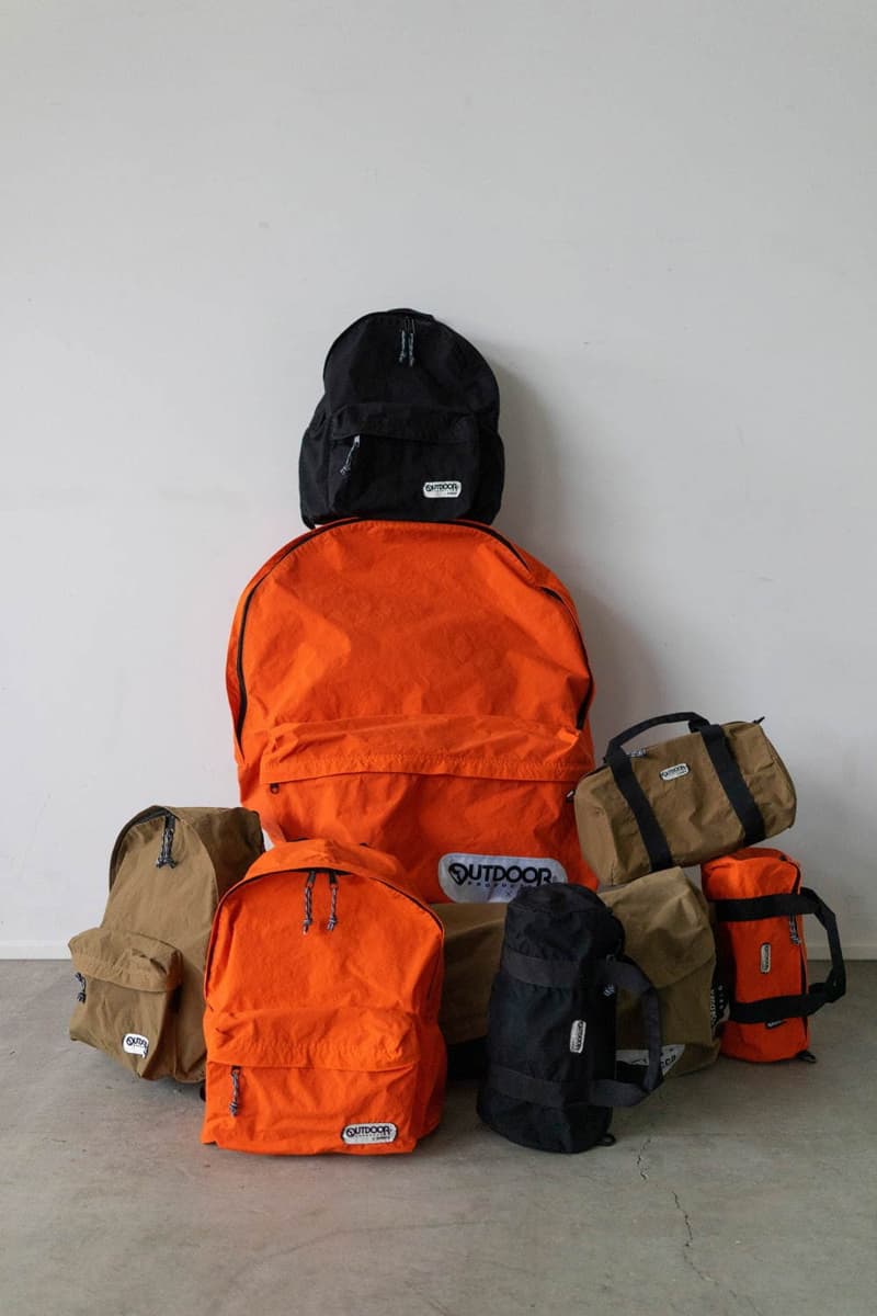 Zucca x Outdoor Products Collection Collab T-shirts Standard Asymmetric Diagonal Cut Neon Orange Black Light Brown Duffels Rucksacks "452U" "231LRG" "Konbu-N" Nylon backpack