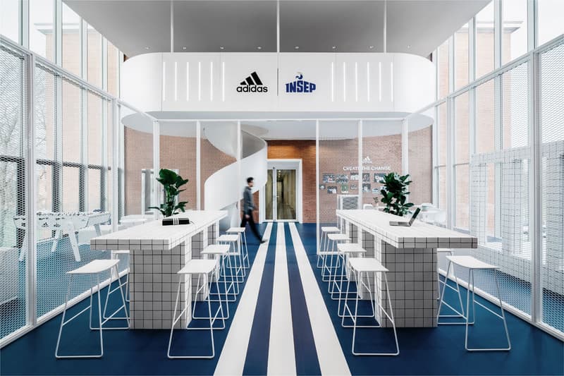 adidas INSEP Space Ubalt Architectes Design National Institute of Sport Expertise, and Performance Architecture Blue White Tiles Athletes Living House paris france training facity gym