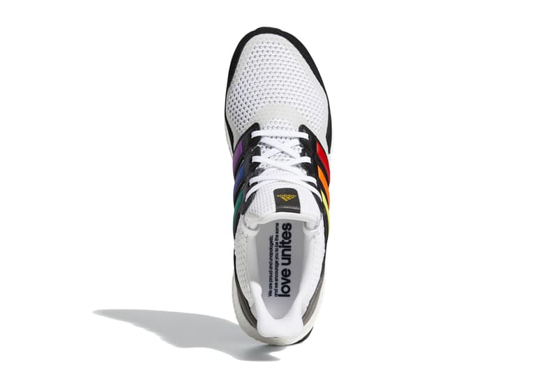 adidas ultraboost s and l pride 2020 cloud white core black gold metallic rainbow stripes yellow orange red blue purple green FY5347 release date info photos price