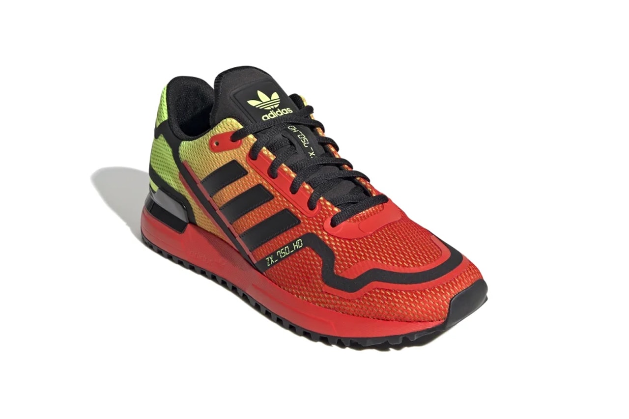 adidas ZX 750 Glory Red Core Black Shock Yellow FV8489 menswear streetwear spring summer 2020 collection footwear shoes sneakers runners trainers kicks 