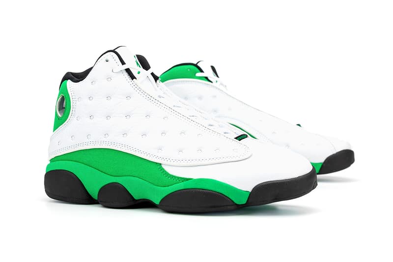 Air Jordan 13 "Green" First Look Release Information Closer Look Ray Allen PE White Leather Suede Zoom Midsole Basketball Michael Jordan Brand Phylon outsole pods Jumpman