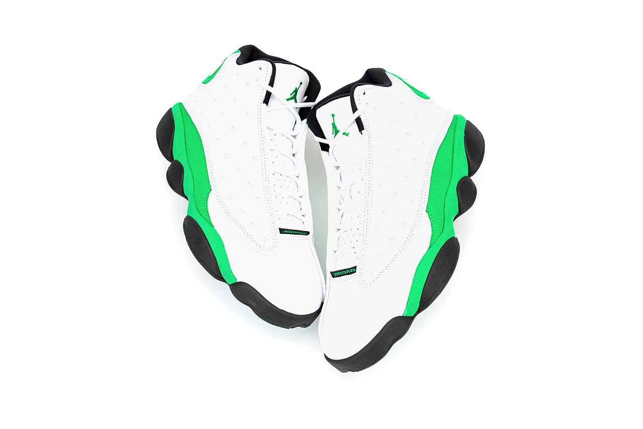 Air Jordan 13 "Green" First Look Release Information Closer Look Ray Allen PE White Leather Suede Zoom Midsole Basketball Michael Jordan Brand Phylon outsole pods Jumpman