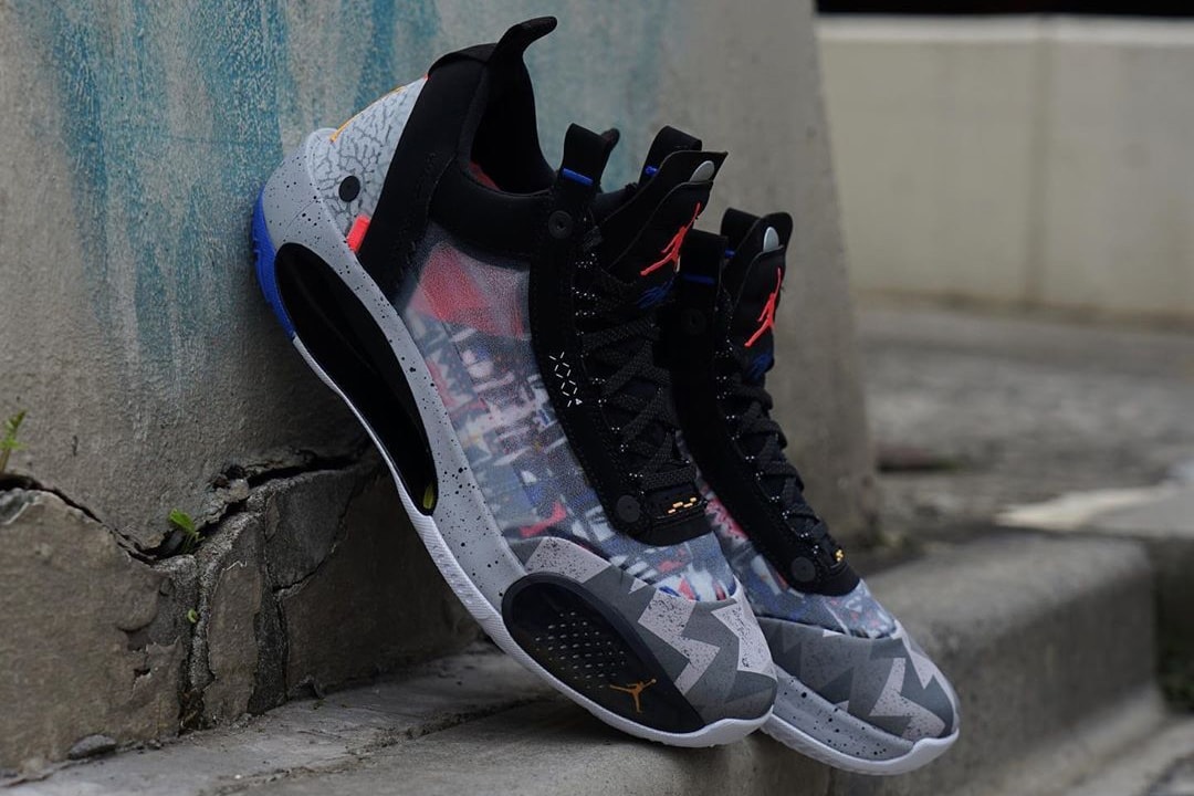 air jordan brand 34 low black grey blue red yellow elephant CZ7746 008 official release date info photos price store list