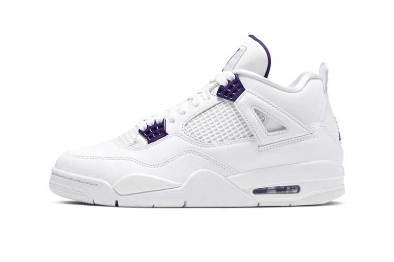 Air Jordan 4 Metallic Purple Official Look Release Info CT8527-115 White Court Purple Silver
