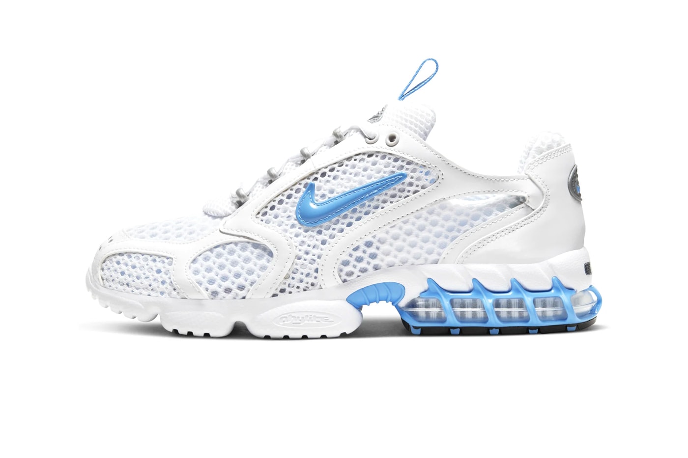 Nike Air Zoom Spiridon Cage 2 "University Blue" Release Stussy Caged Air Sneakers 1990s '90s Retro trainers shoes kicks footwear 