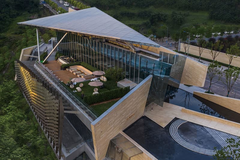 AOE Architects One Sino Park Building Chongqing China Mountains Deconstructivist Building Cliffside