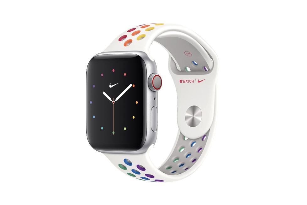 Apple Watch Pride Edition Sport Band Release Rainbow LGBTQ Pride Month GLSEN Polka Dots Perforations Watch Face Nike