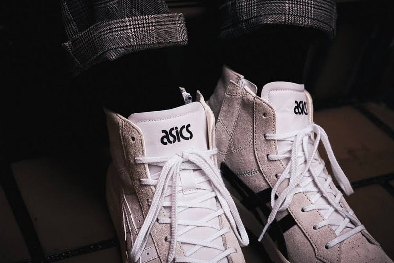 ASICS SportStyle GEL PTG MT FASTENER menswear streetwear sneakers footwear trainers runners high tops shoes spring summer 2020 collection FABRE POINT GETTER  basketball BEIGE WHITE asymmetrical