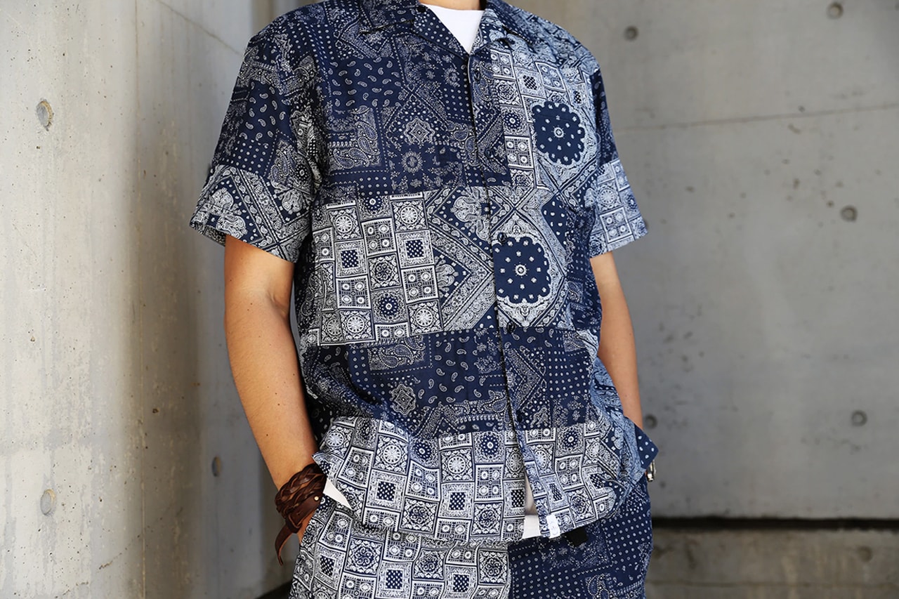 atmos LAB x Manatash Patchwork Bandana Collection Release Information Shirt Open Collar Cargo Utility Shorts T-Shirt Paisley Print Pattern Tokyo Japan