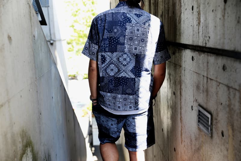 atmos LAB x Manatash Patchwork Bandana Collection Release Information Shirt Open Collar Cargo Utility Shorts T-Shirt Paisley Print Pattern Tokyo Japan