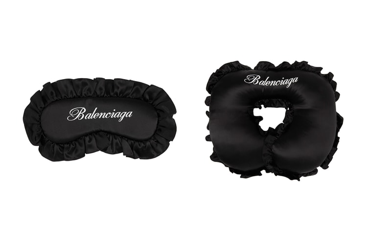 Balenciaga Touches on Luxury With Its Black Silk Eye Mask and Travel Pillow