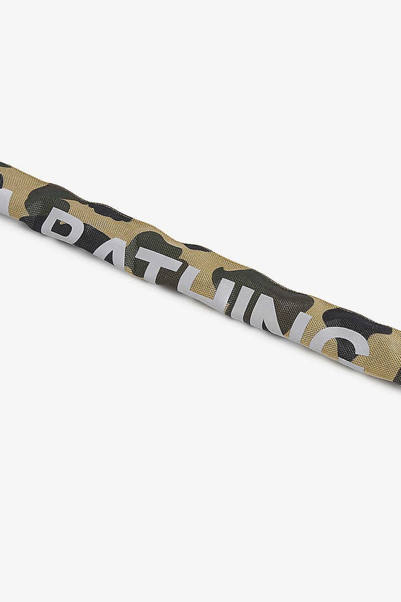 a bathing ape bape camouflage chain lock green yellow canvas metal