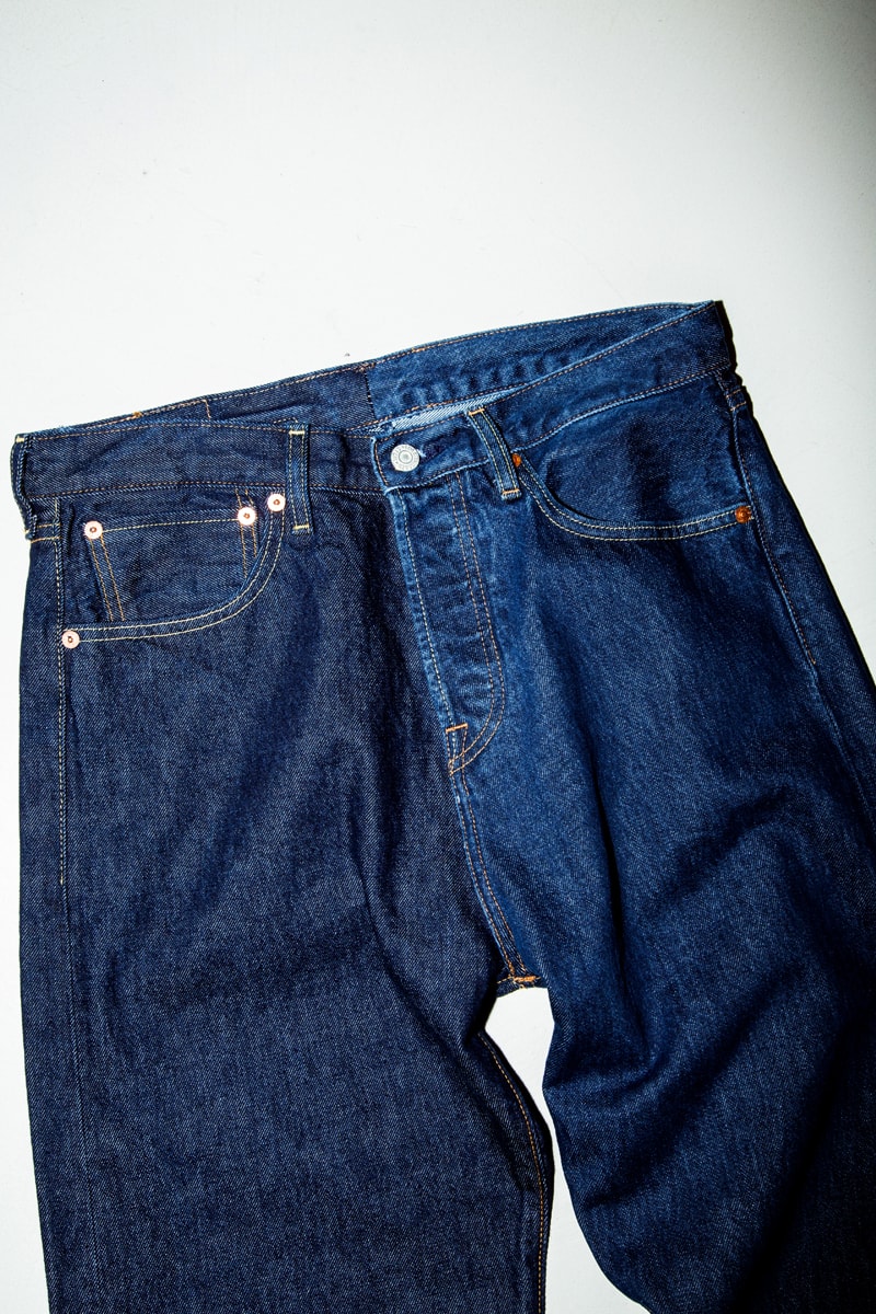 BEAMS x Levi's Half & Half Collection Release Denim Jacket 501 Jeans T-Shirt Logo Horses Denim Wash Blue 