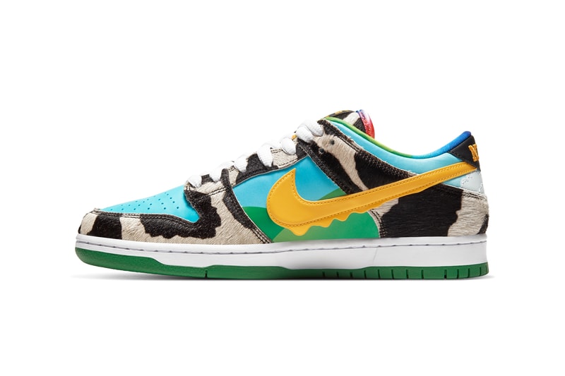 nike sb dunk low ben and jerrys chunky dunky ice cream CU3244 100 white university gold cow print light blue yellow tie dye green release date info photos price store list 