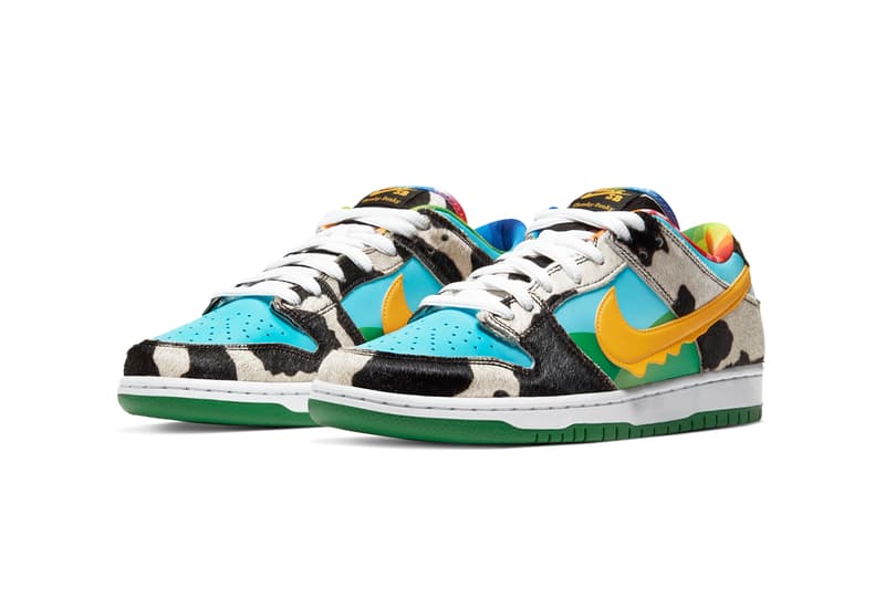 nike sb dunk low ben and jerrys chunky dunky ice cream CU3244 100 white university gold cow print light blue yellow tie dye green release date info photos price store list 