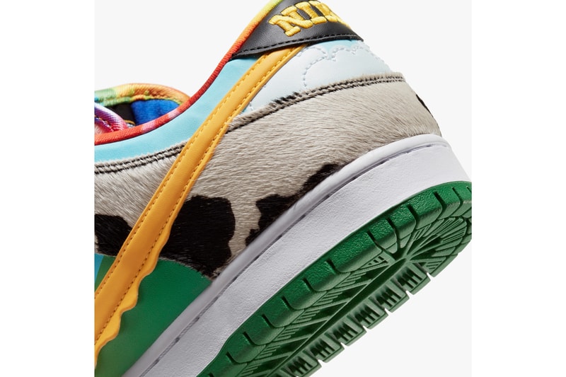 nike sb dunk low ben and jerrys chunky dunky ice cream CU3244 100 white university gold cow print light blue yellow tie dye green release date info photos price store list 