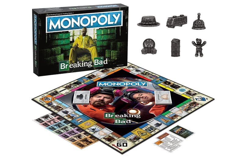 Breaking Bad Monopoly Board Game Hasbro Heisenberg Hat Tio Bell Money Barrel Gas Mask Pink Teddy Bear RV tent houses SuperLabs Walter White