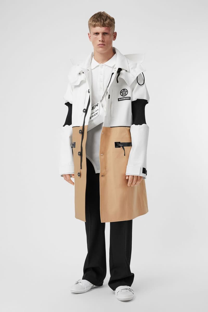 Burberry Reconstructed Car Coat Release Detachable Hood Cotton Twill Victorian Corsetry Panels White Brown Black