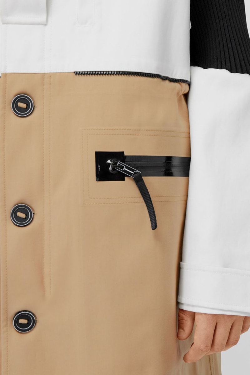 Burberry Reconstructed Car Coat Release Detachable Hood Cotton Twill Victorian Corsetry Panels White Brown Black