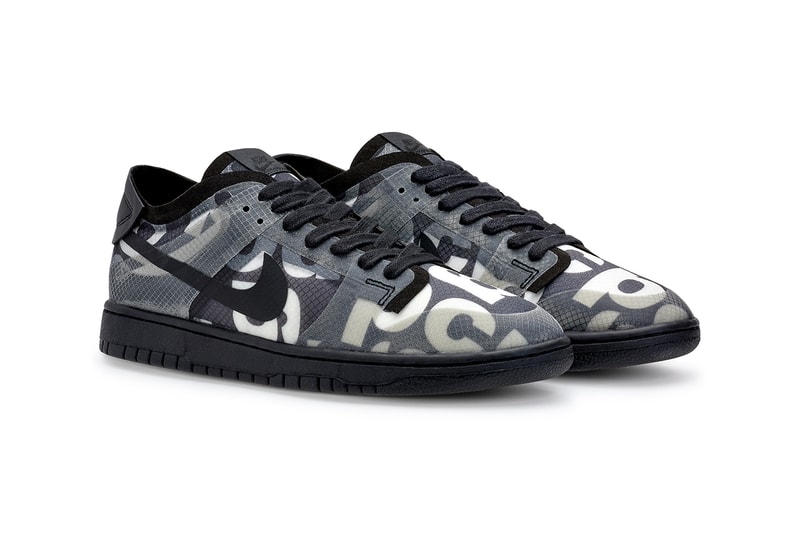 comme des garcons nike dunk low black monogram print release information buy cop purchase details paris fashion week september 2019 men's women's sizing