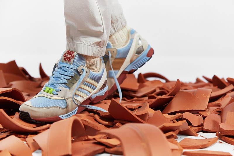 end clothing adidas originals consortium zx 9000 kiln pale blue sky grey terracotta vase clay pottery release information buy cop purchase 